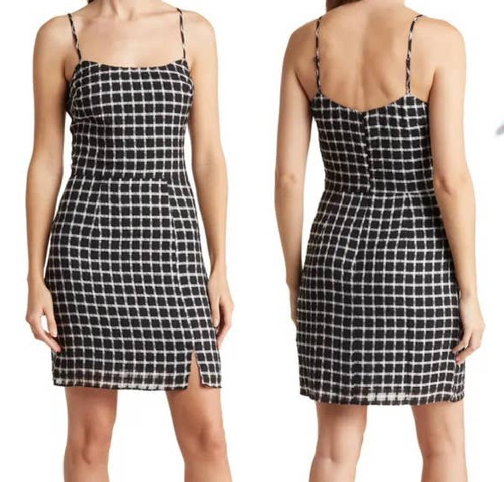 Dress the Population dress Kallan grid pattern minidress black Large L